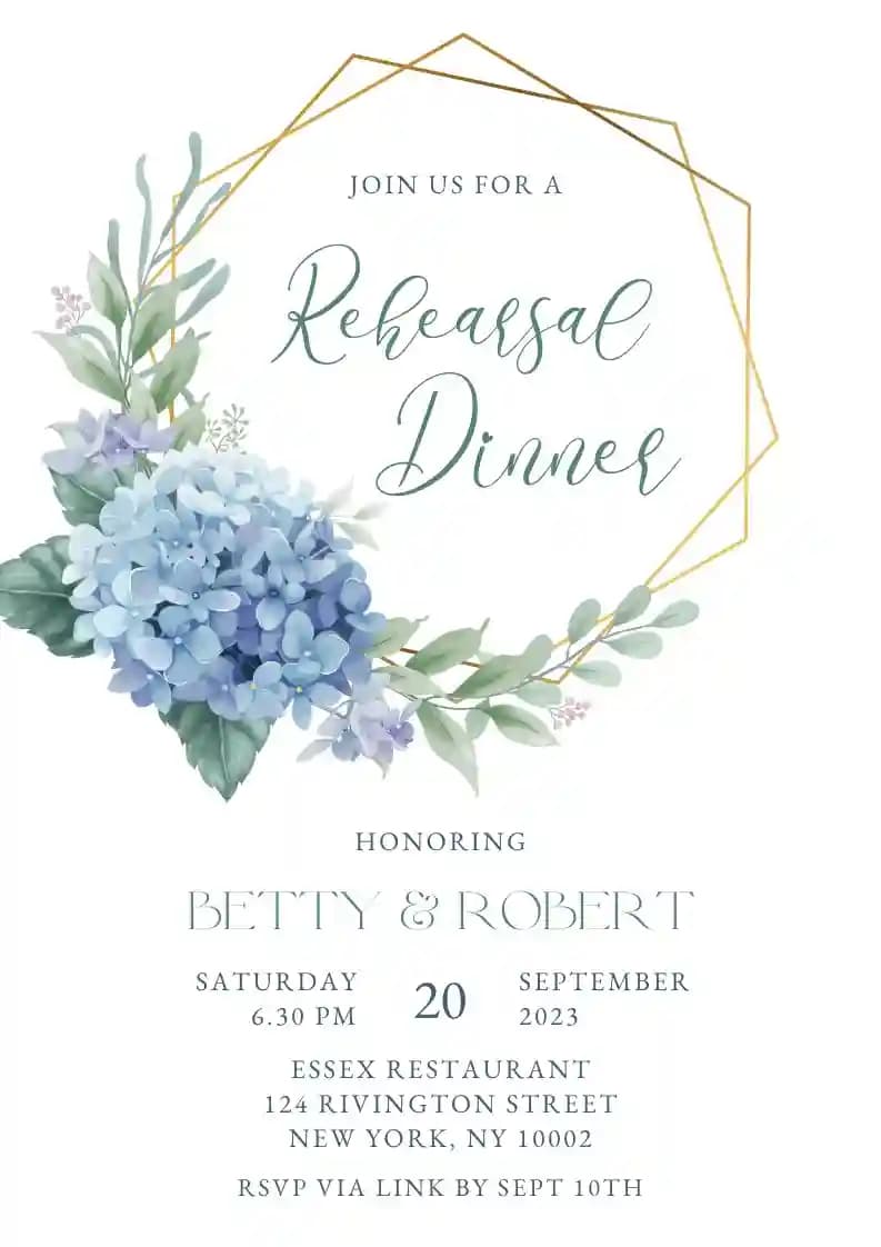 Undangan Rehearsal Dinner - Bunga Hydrangea Yang Indah