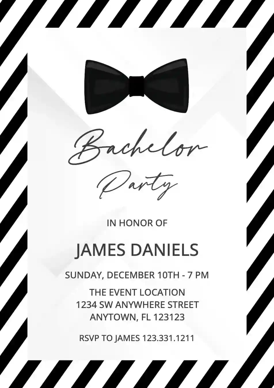 Bachelor Party Invitations - Black Tie