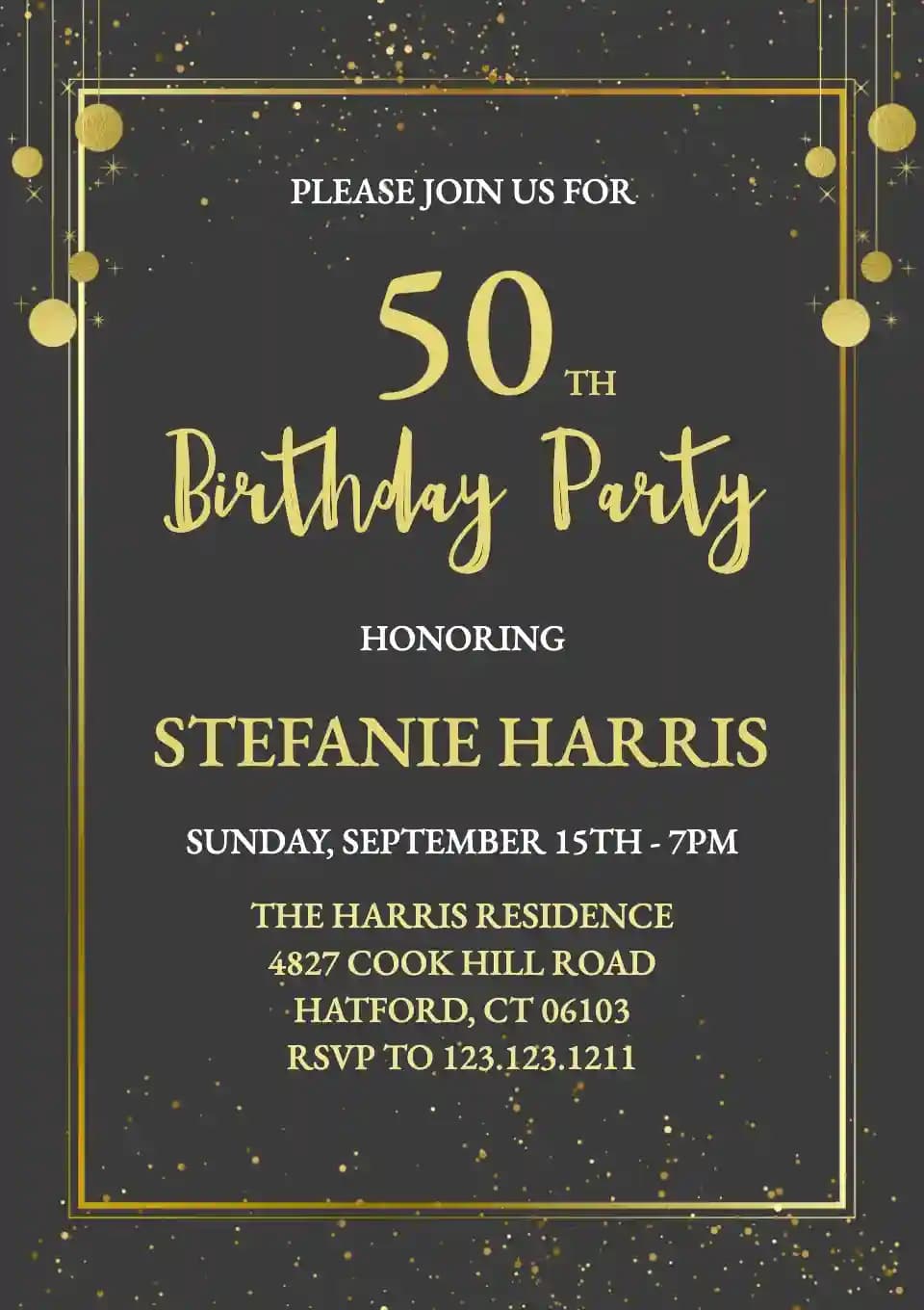 Adults Birthday Invitations - Gold Particles