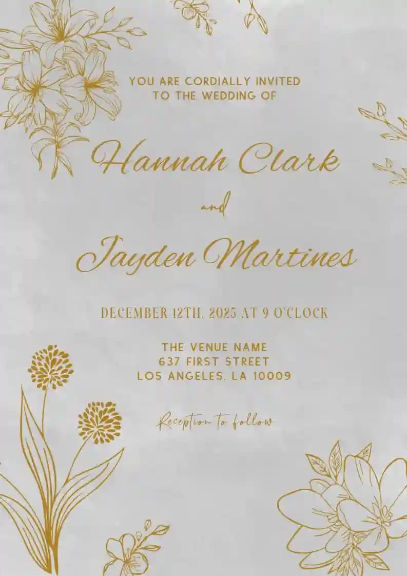 Wedding Invitations - Golden Jasmine