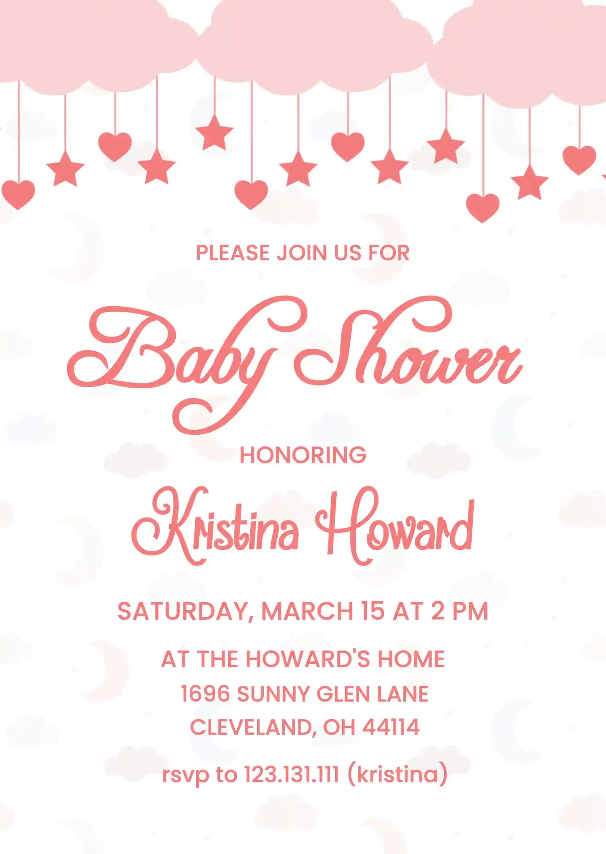Invitații Pentru Baby Shower - Dragoste, Steaua Si Luna