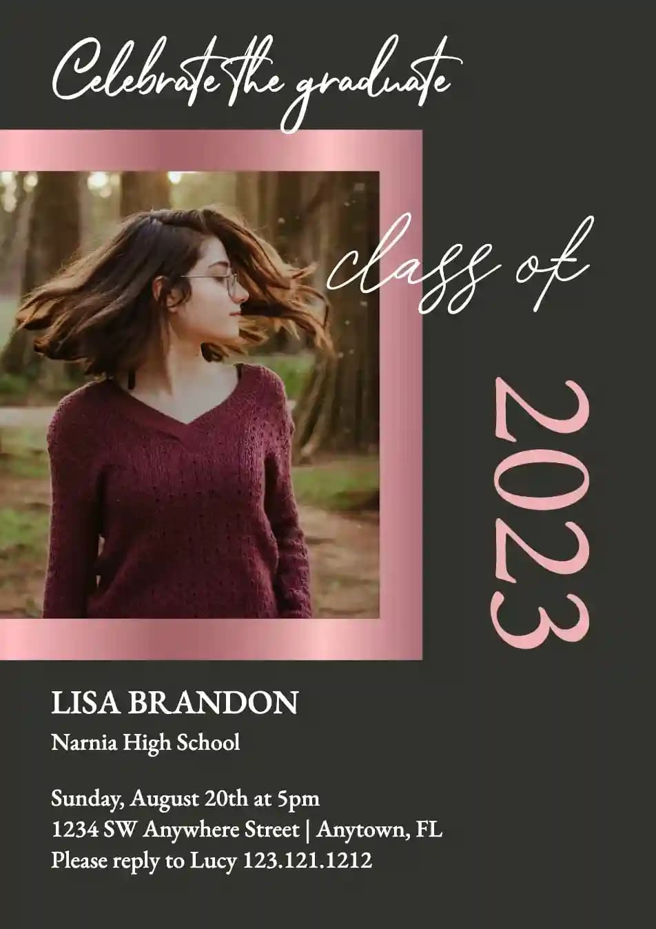 Graduation Party Invitations - Pink Frame