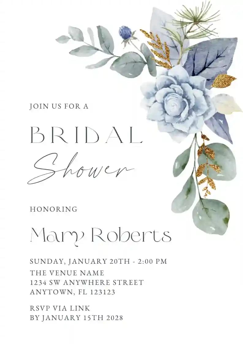 Invitations De Bridal Shower - Fleur Bleue Poussiéreuse