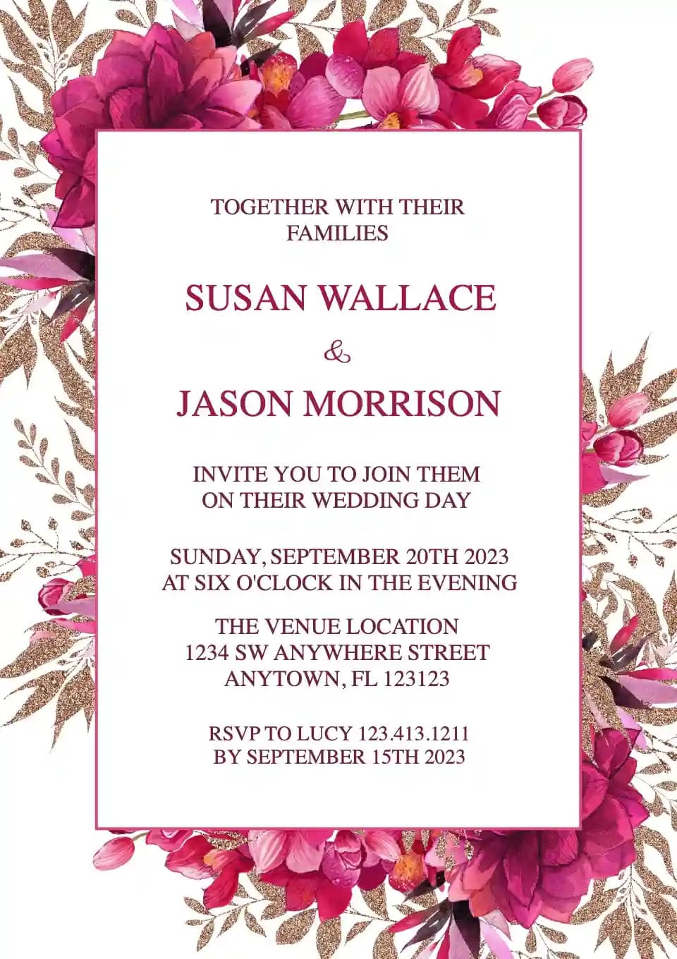 Wedding Invitations - Aesthetic Burgundy Frame