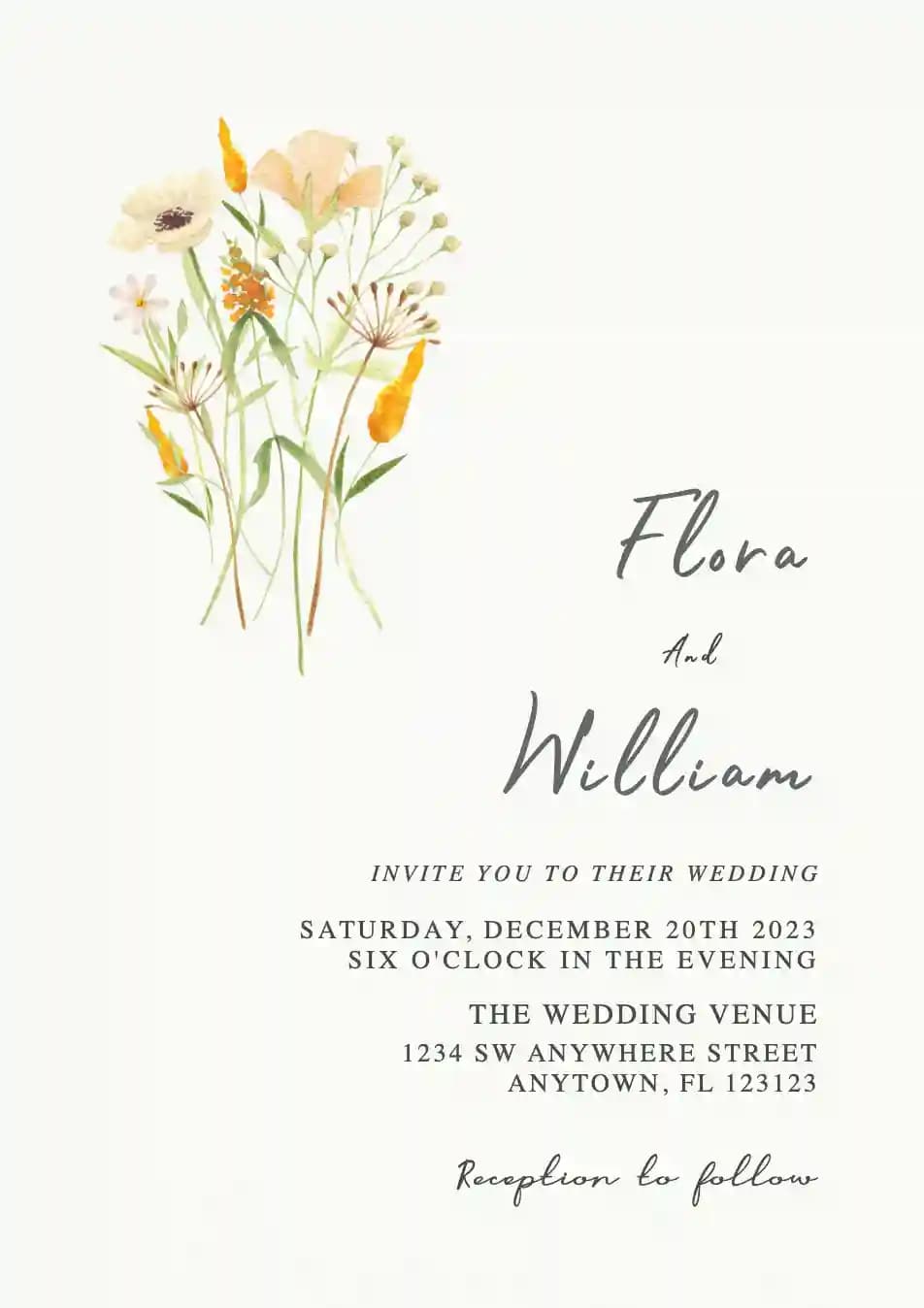 Invitaciones De Boda - Prado De Flores Silvestres
