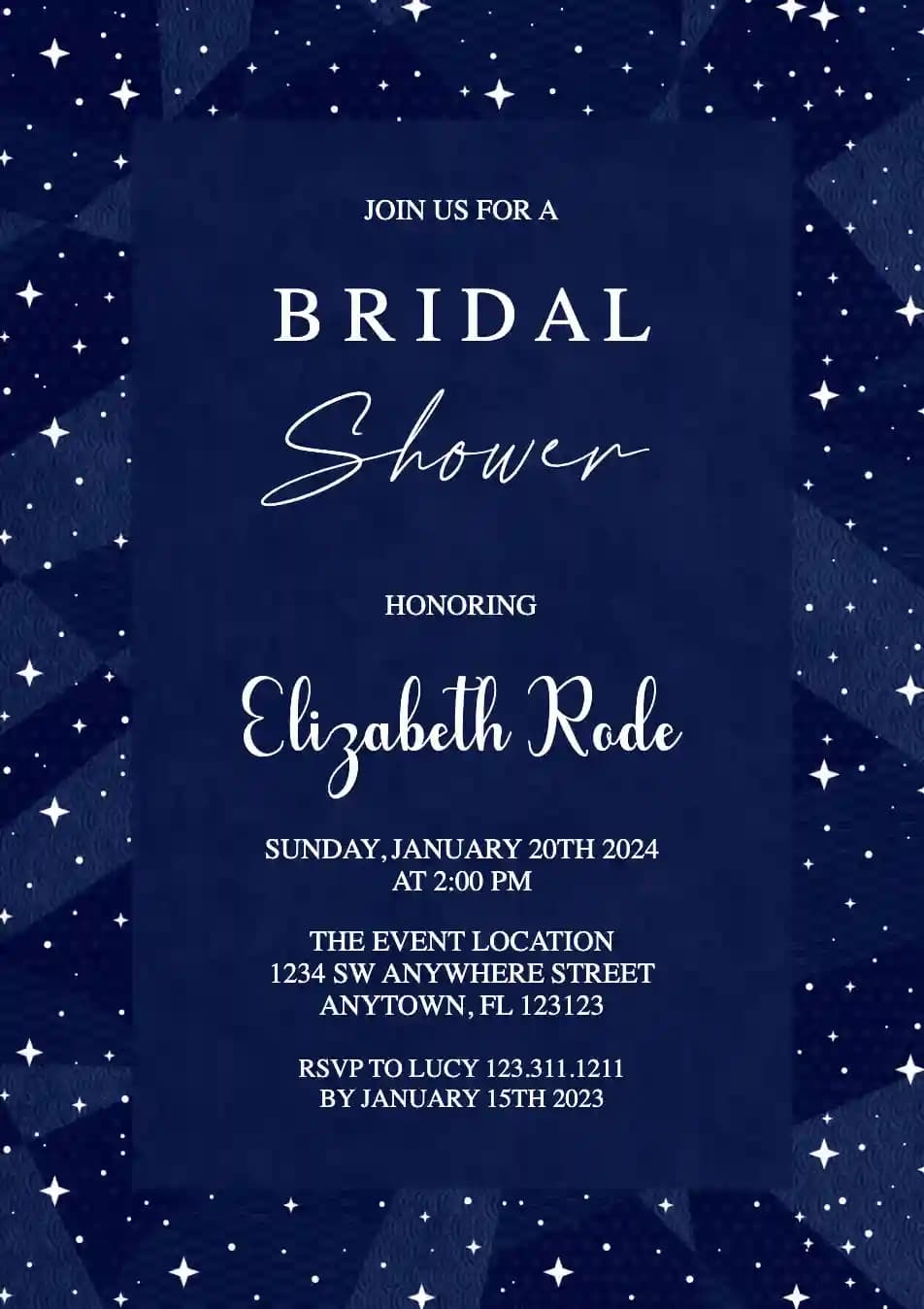 Bridal Shower Invitasjoner - Doodle Stjerner