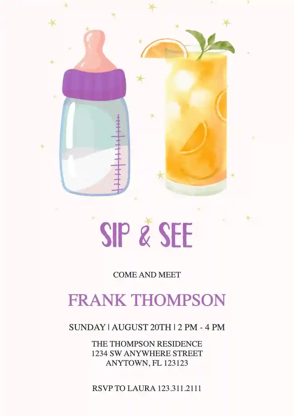 Invitaciones Sip And See - Bebe Y Mira