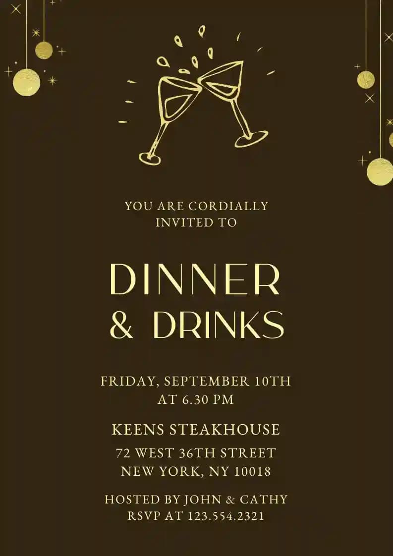 Invitaciones Para Cenas - Cena Y Bebidas