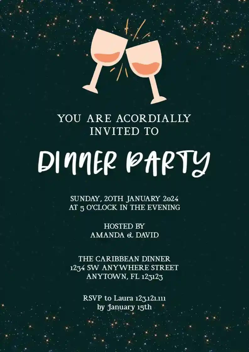 Dinner Party Invitations - Dinner Wine Glass