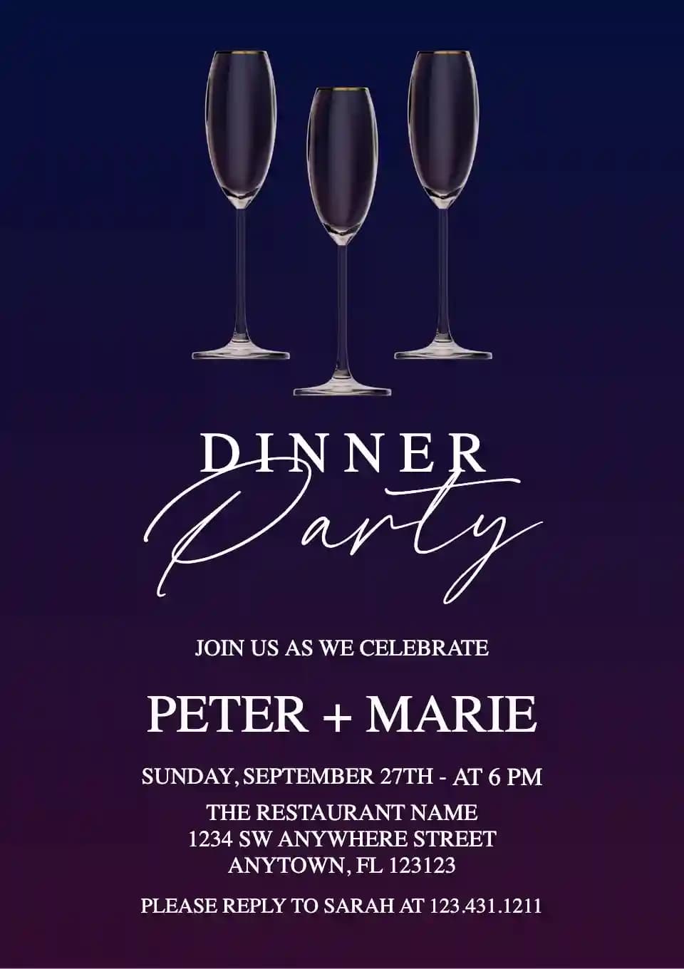 Dinner Party Invitations - Wine Glasses