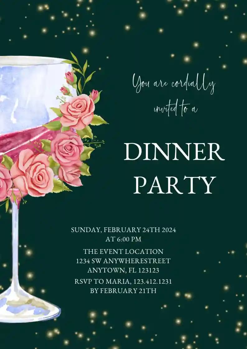 Invitaciones Para Cenas - Rosa Rosa