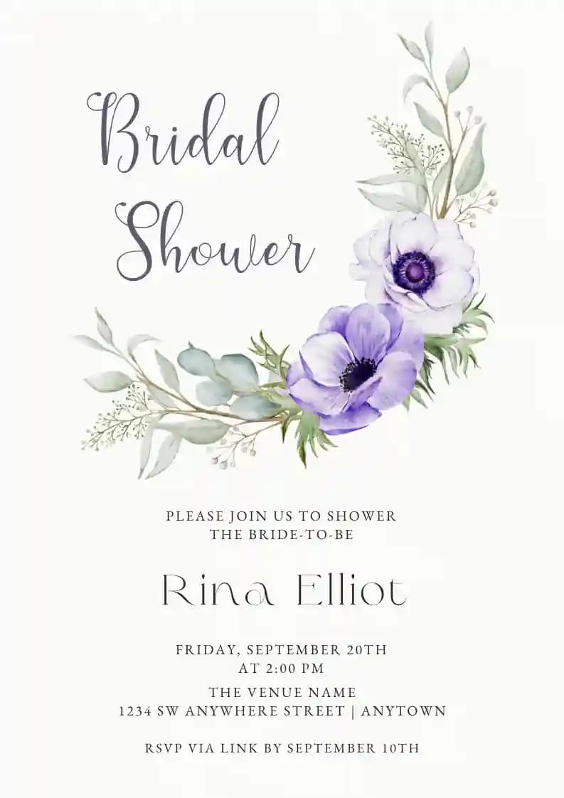 Bridal Shower Invitasjoner - Akvarell Vårblomst