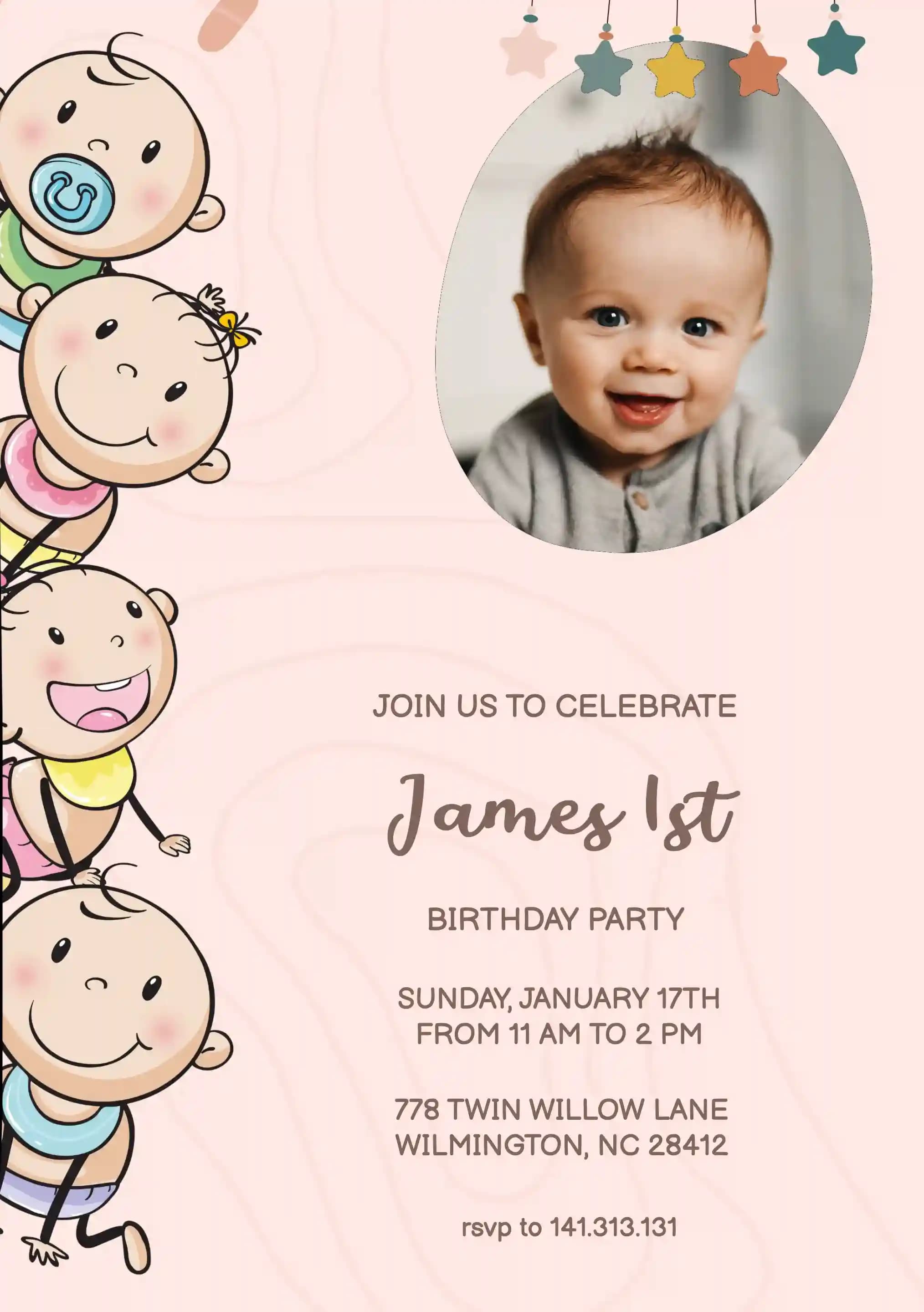 Invitaciones Para El Primer Cumpleaños - Bebe Alegre