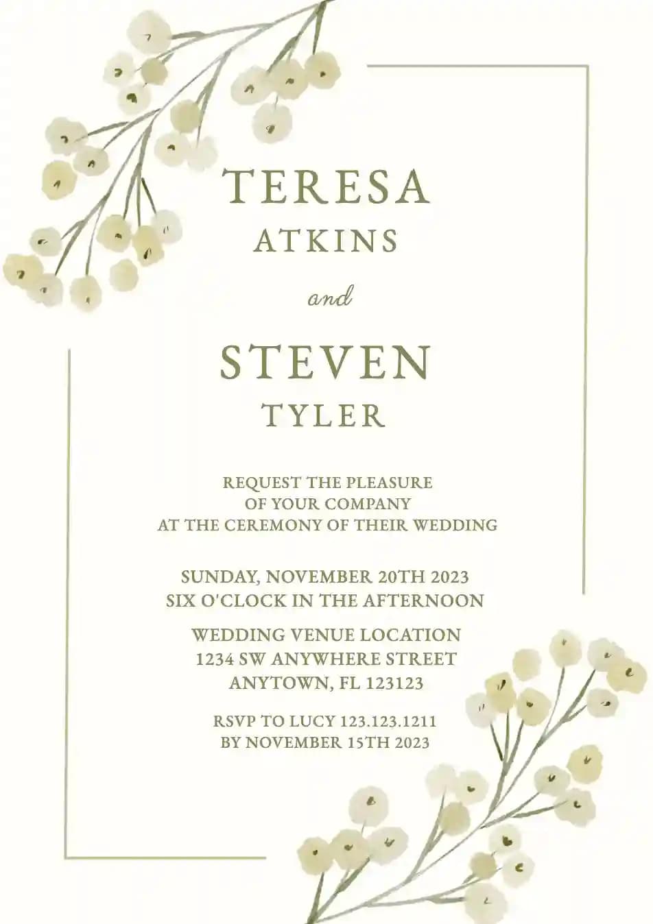 Wedding Invitations - Watercolor Wild Flower