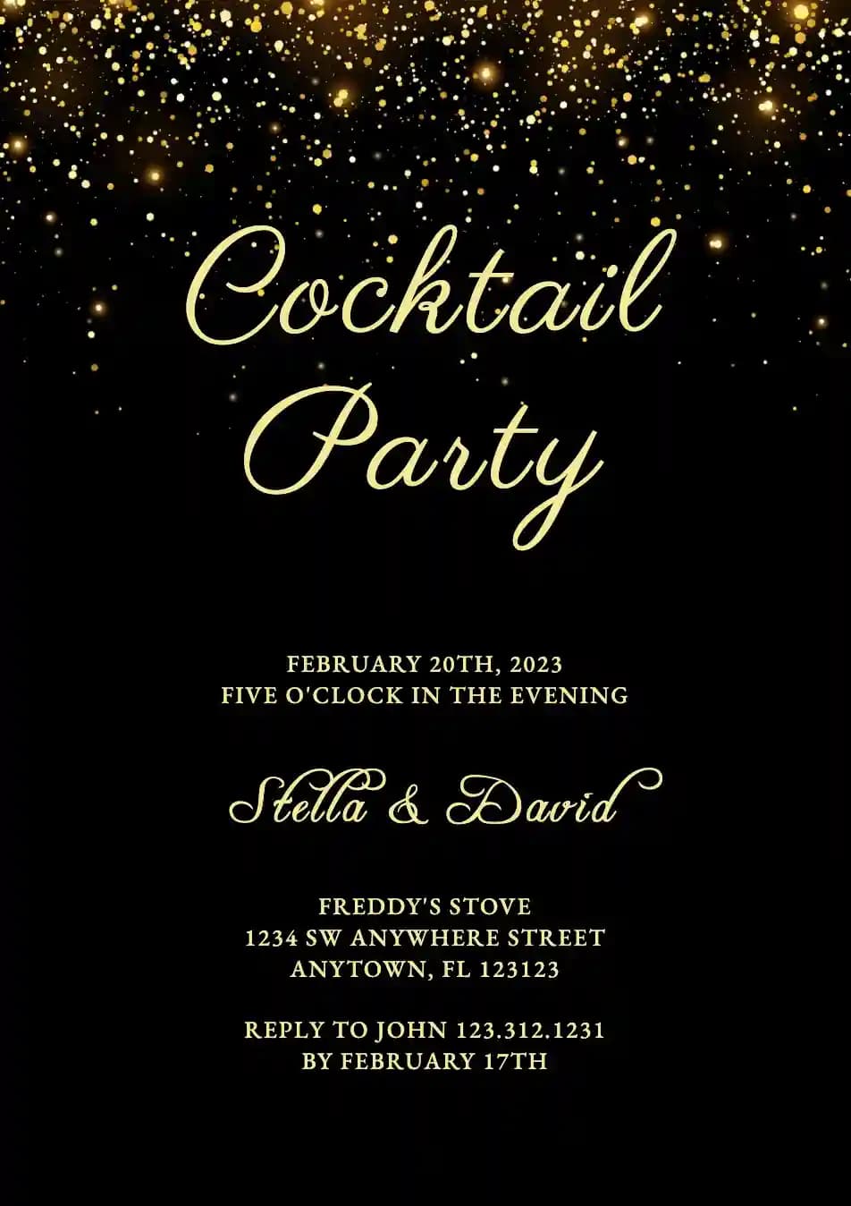 Invitations De Cocktail - Paillettes D'or
