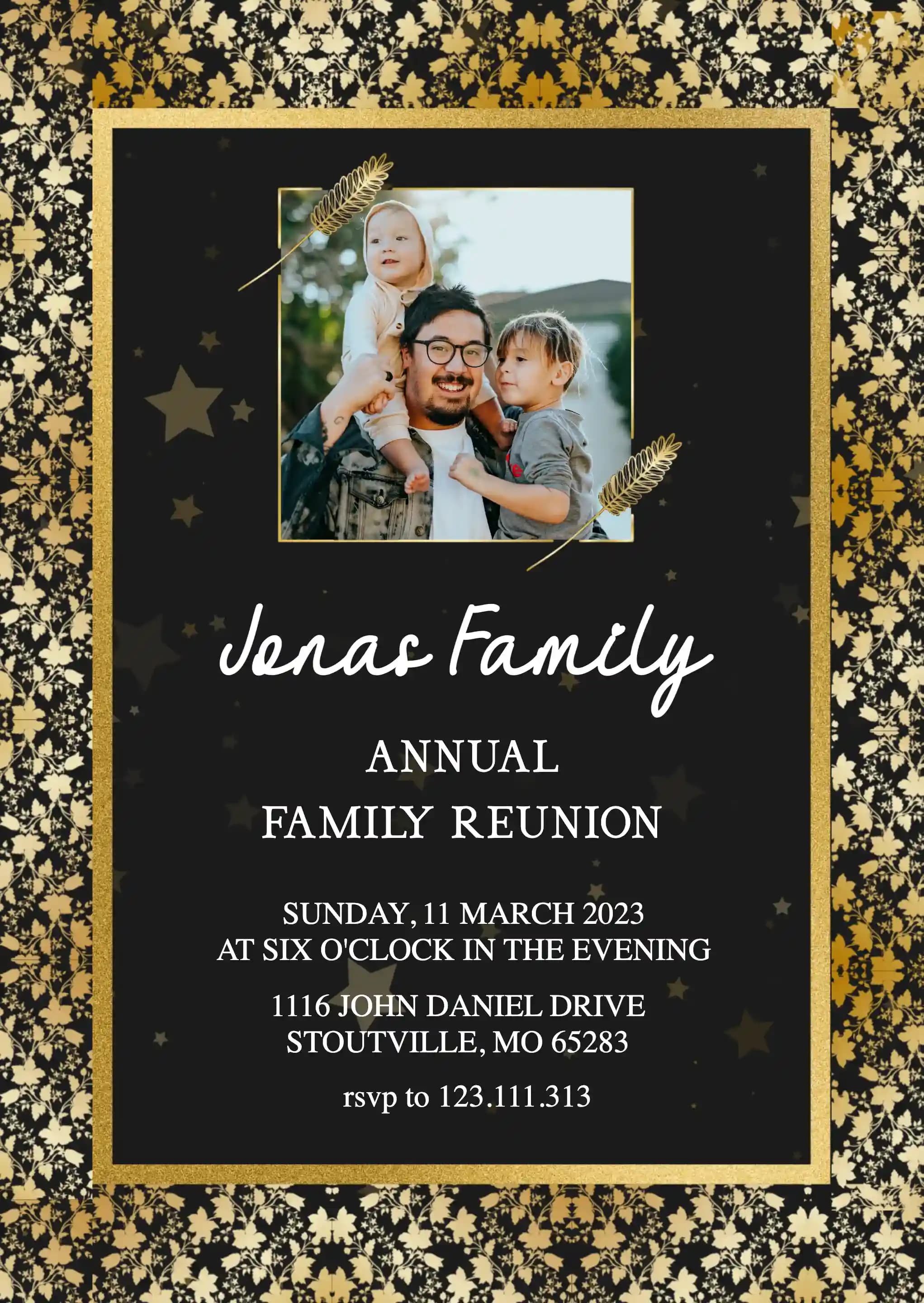Invitații Pentru Reuniunea De Familie - Rama De Aur
