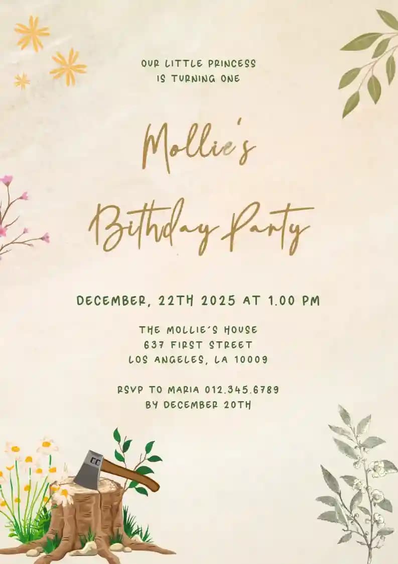 Invitations Pour Un Premier Anniversaire - Souche D'arbre
