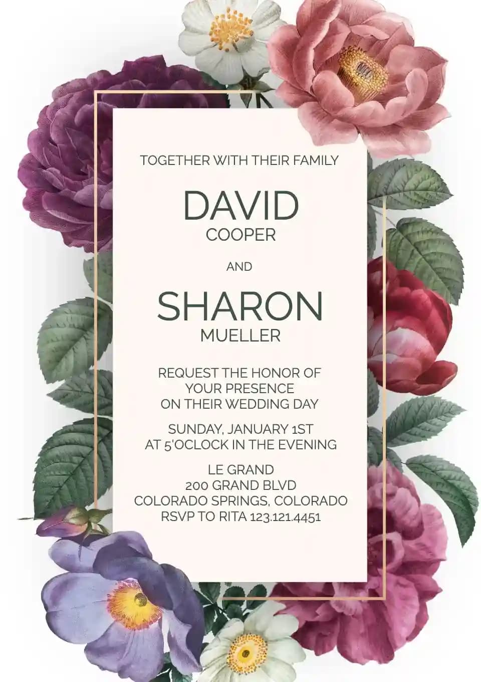 Invitaciones De Boda - Flores Coloridas