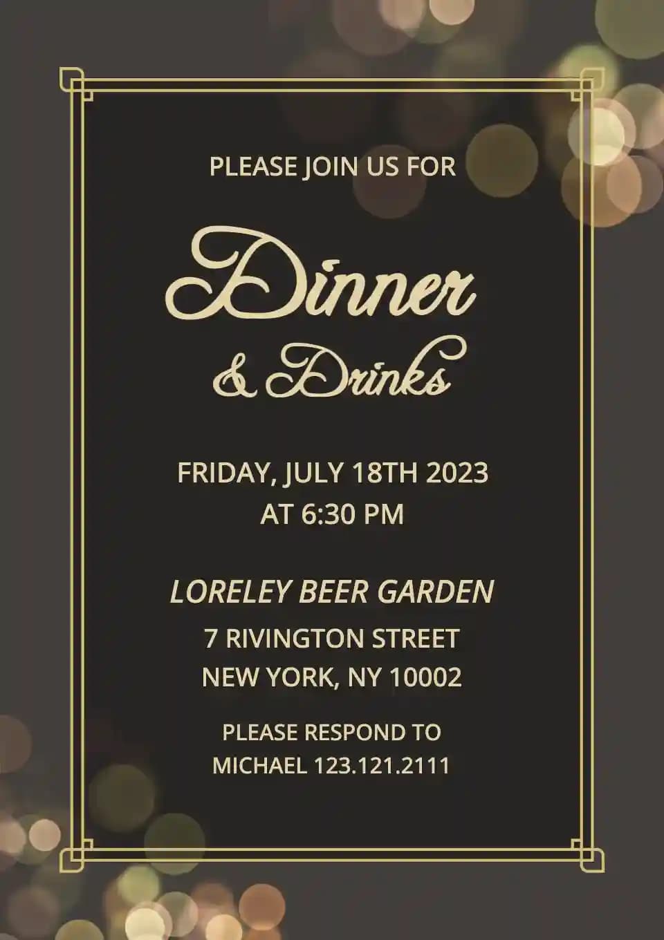 Dinner Party Invitations - Dinner Lights