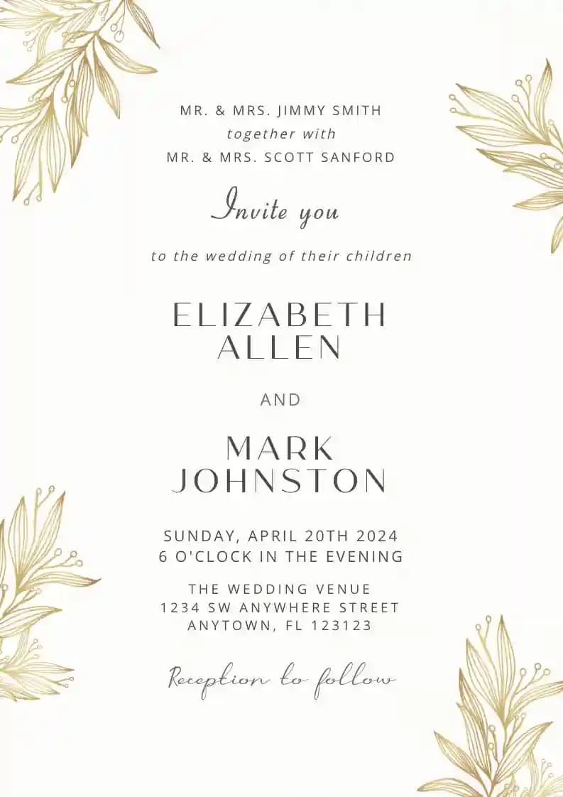 Wedding Invitations - Golden Flower