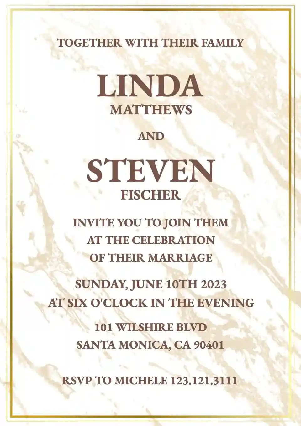 Wedding Invitations - Gold Border