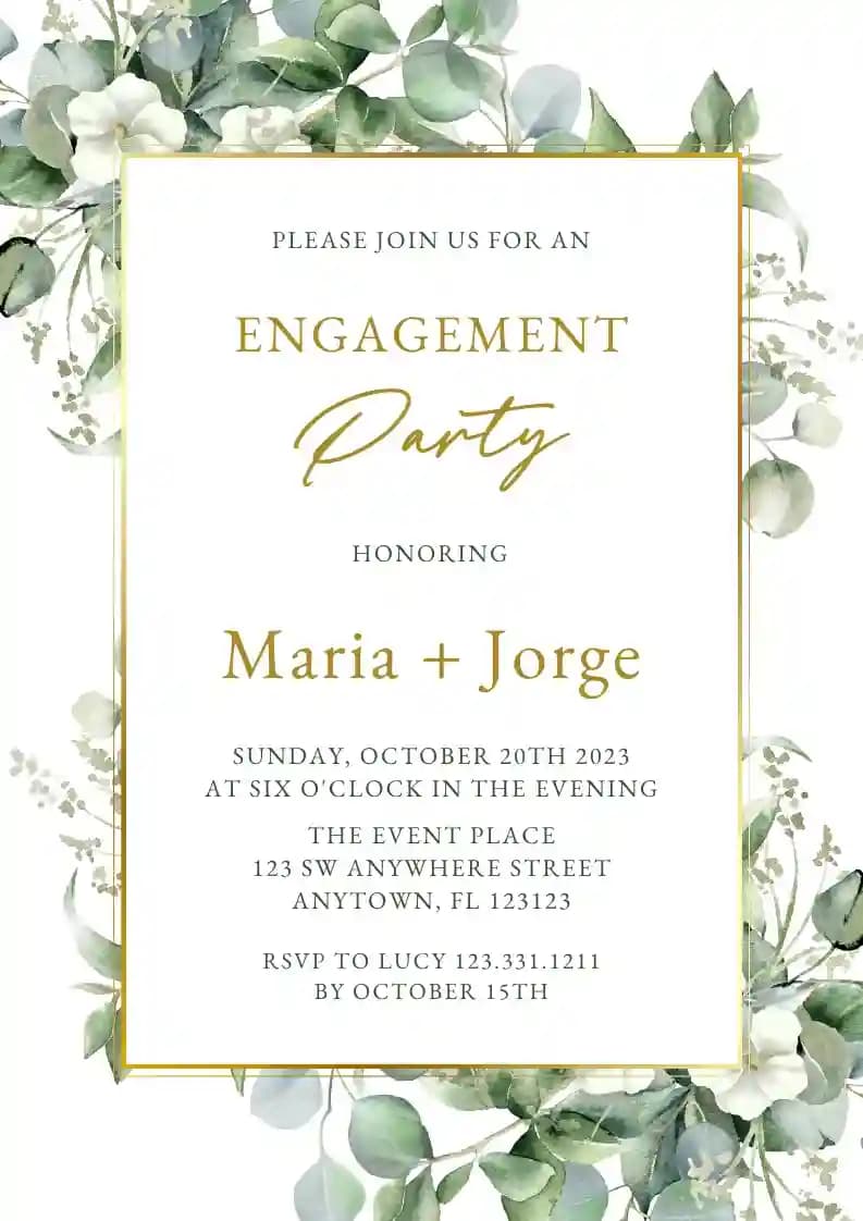 Engagement Party Invitations - Eucalyptus Greenery Frame