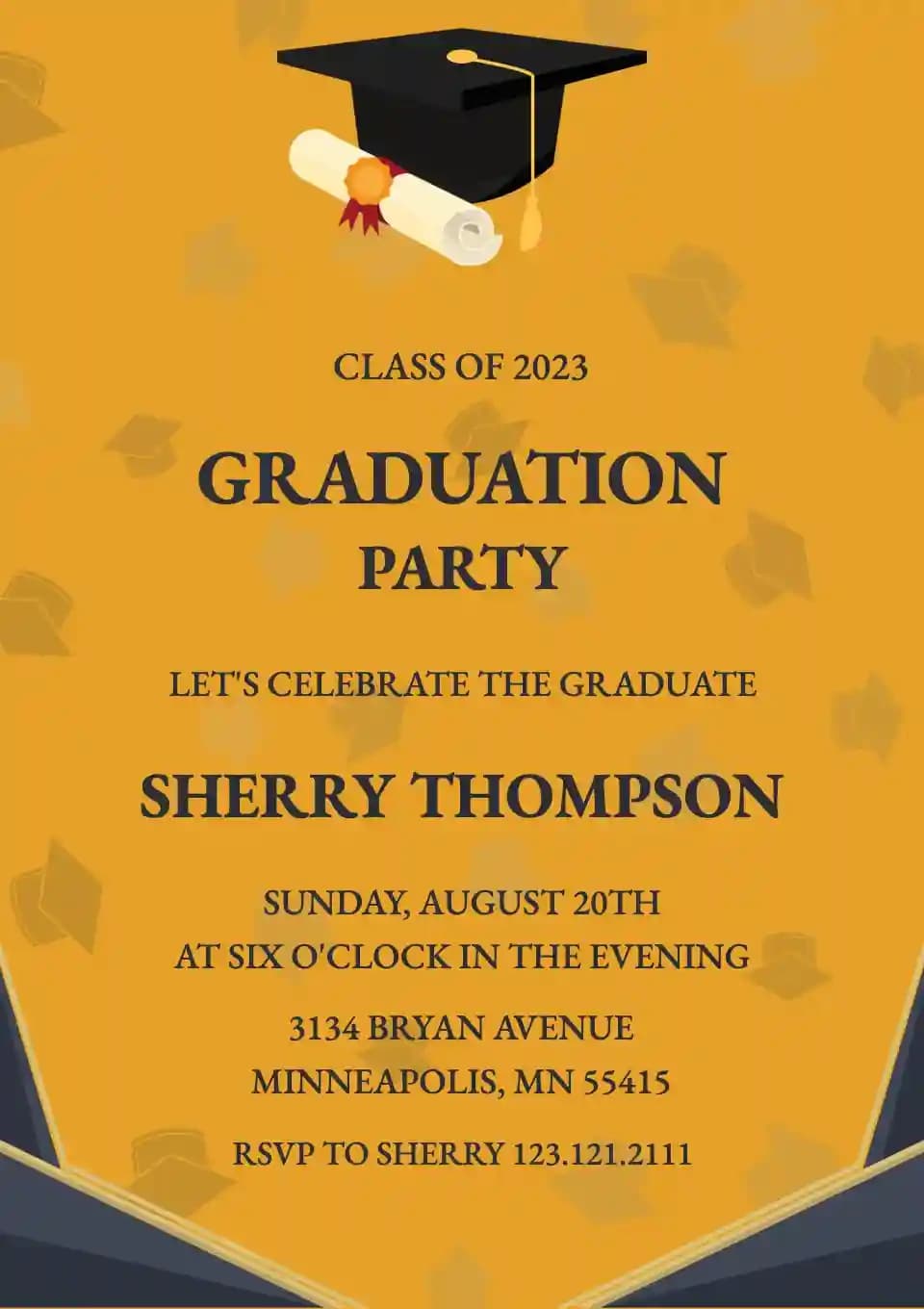 Graduation Party Invitations - Yellow Graduation Party