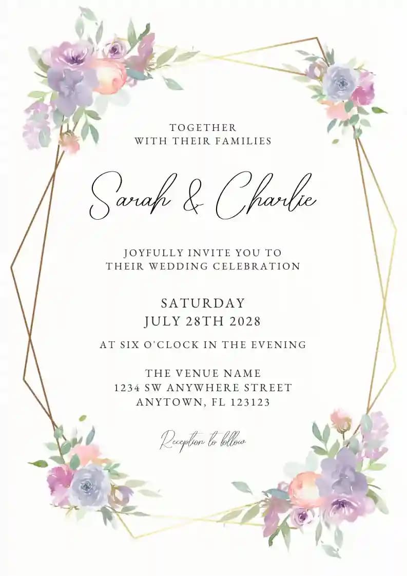Invitații De Nuntă - Floral Geometric