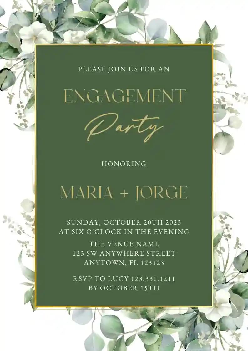 Invitations De Fête De Fiançailles - Cadre De Verdure Eucalyptus