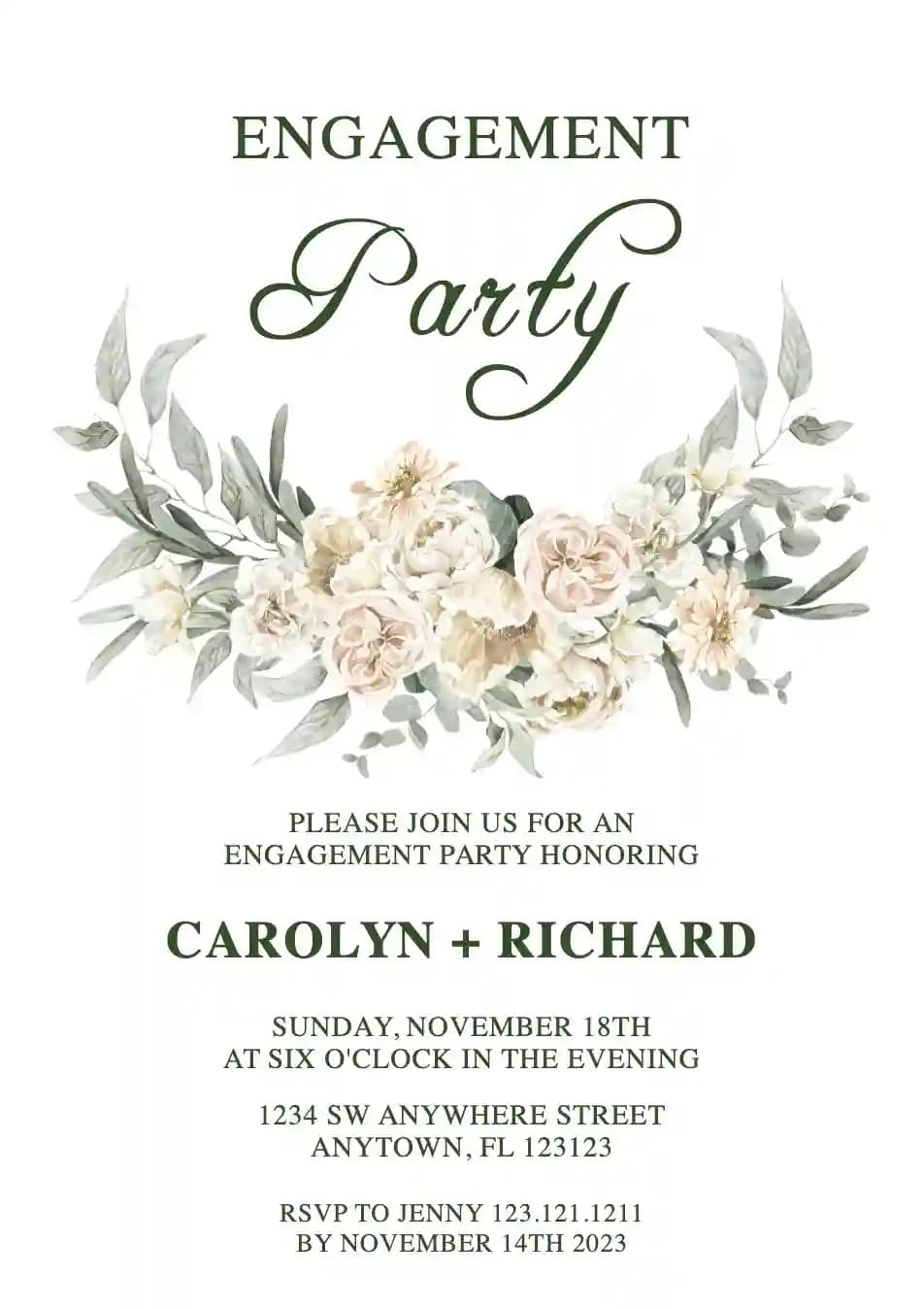 Invitations De Fête De Fiançailles - Fleurs Blanches