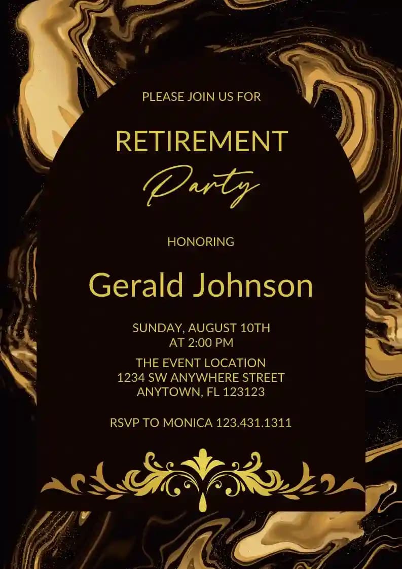 Retirement & Farewell Invitations - Gold Marble