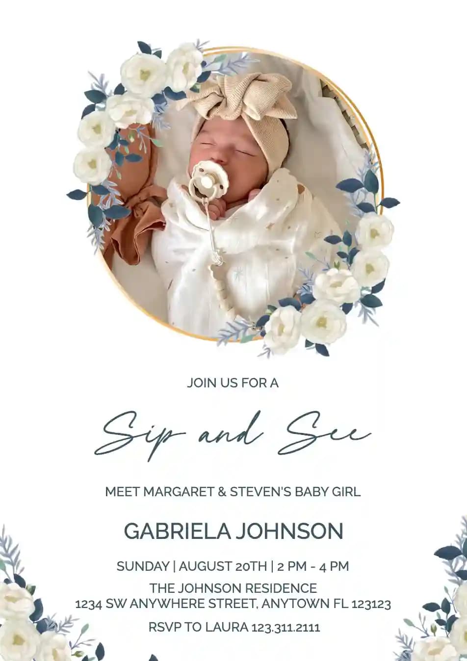 Invitaciones Sip And See - Marco Floral