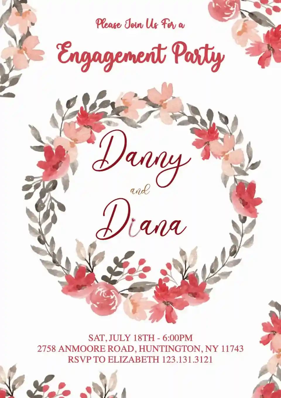 Engagement Party Invitations - Engagement Party Flower