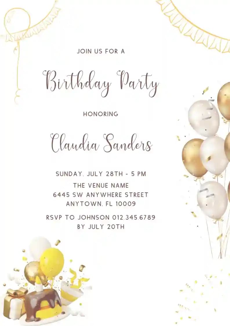 Kids Birthday Invitations - Luxury Birthday Balloon
