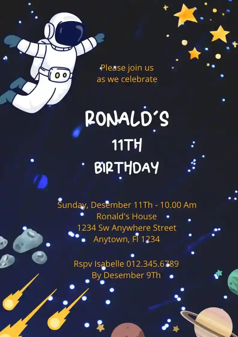 Invitaciones De Cumpleaños Infantiles - Espacio Exterior
