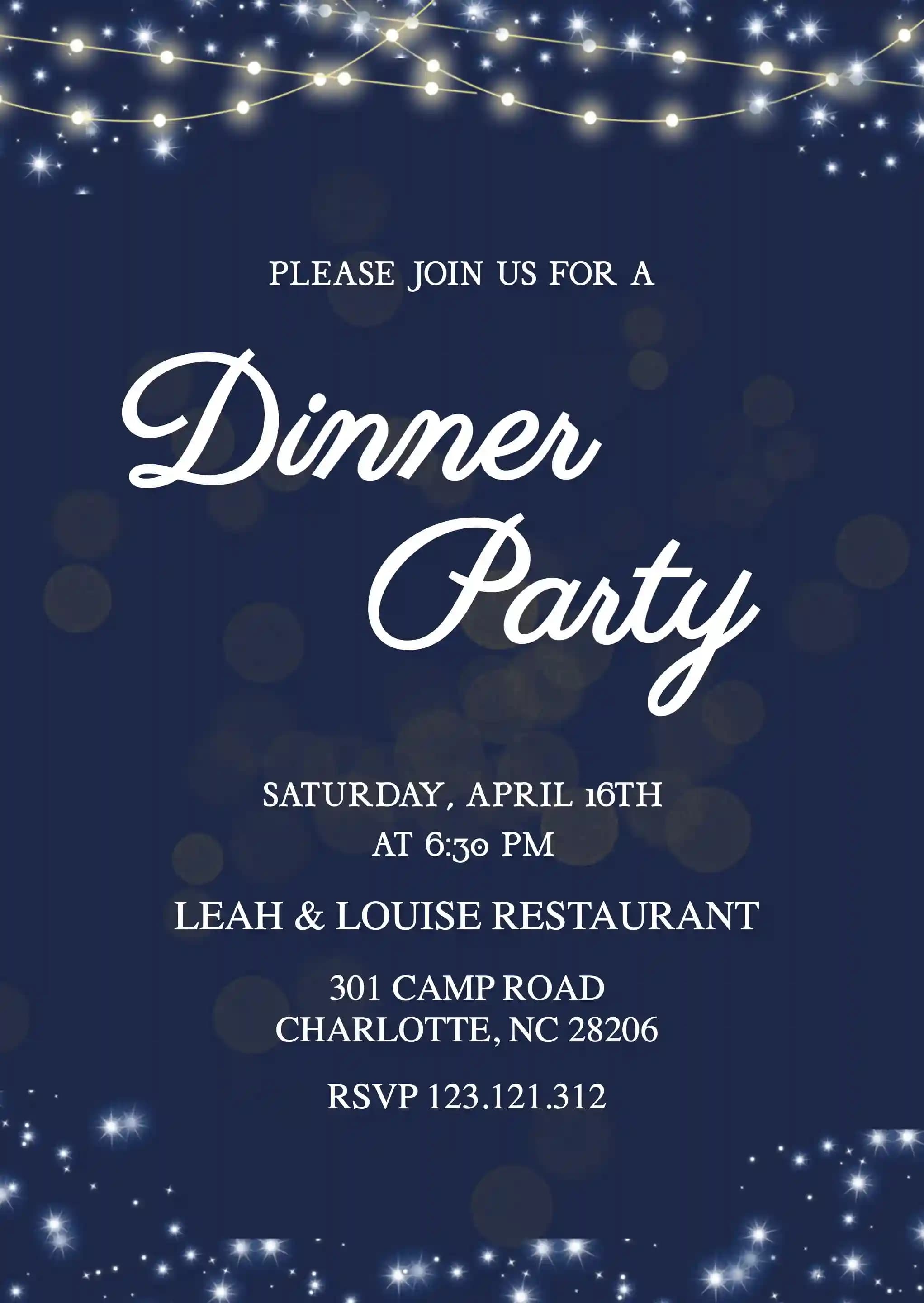 Dinner Party Invitations - Lights