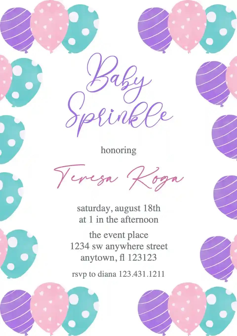 Baby Sprinkle Invitationer - Sød Ballon