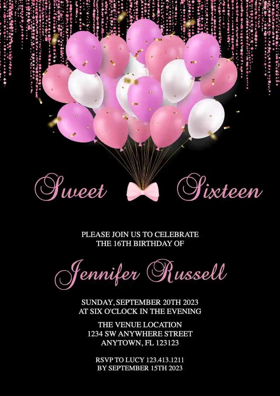 Fødselsdagsinvitationer Til Teenagere - Hvid Pink Ballon