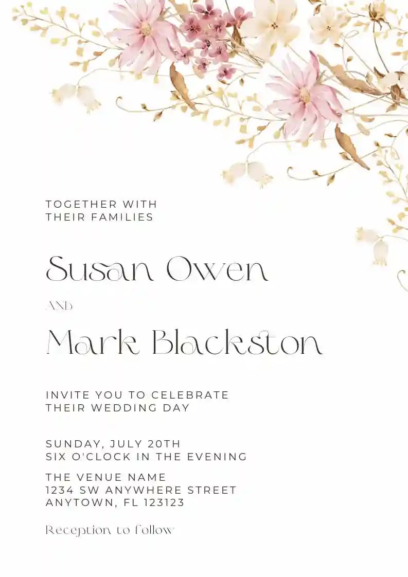 Invitations De Mariage - Magnifique Fleur Sauvage