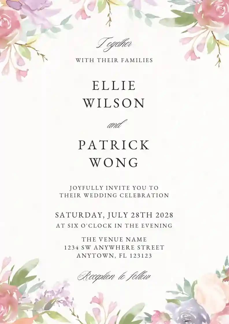 Wedding Invitations - Floral Watercolor