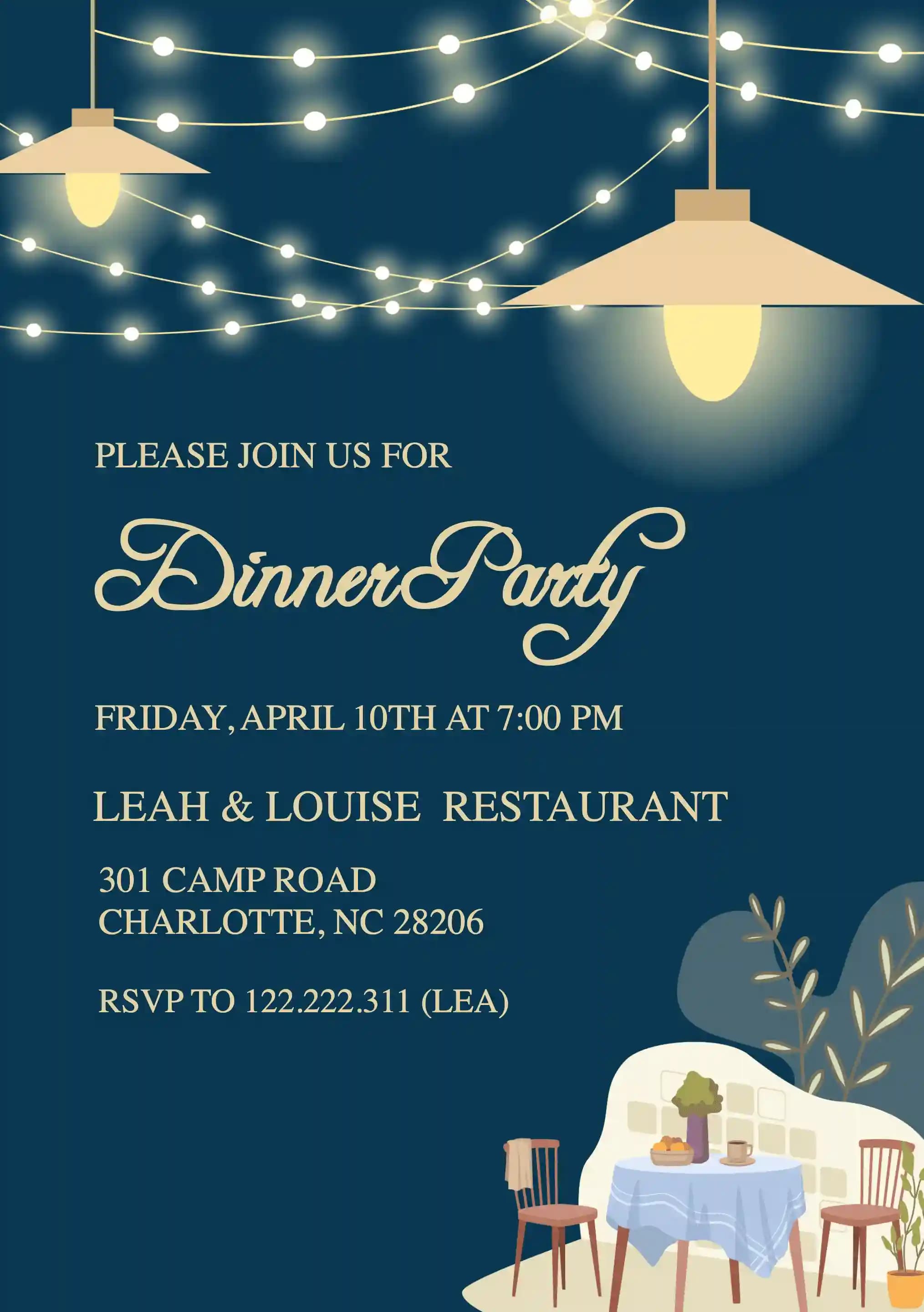 Invitaciones Para Cenas - Mesa Del Comedor