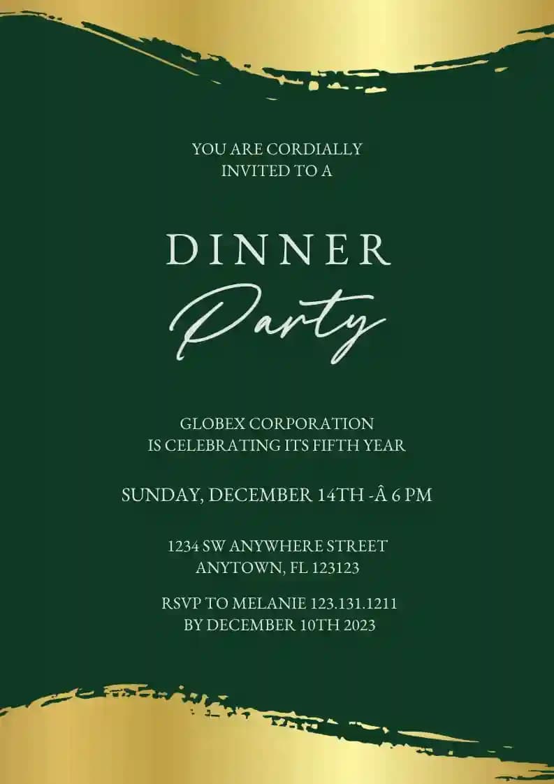 Invitaciones Para Cenas - Textura De Pincel Dorado