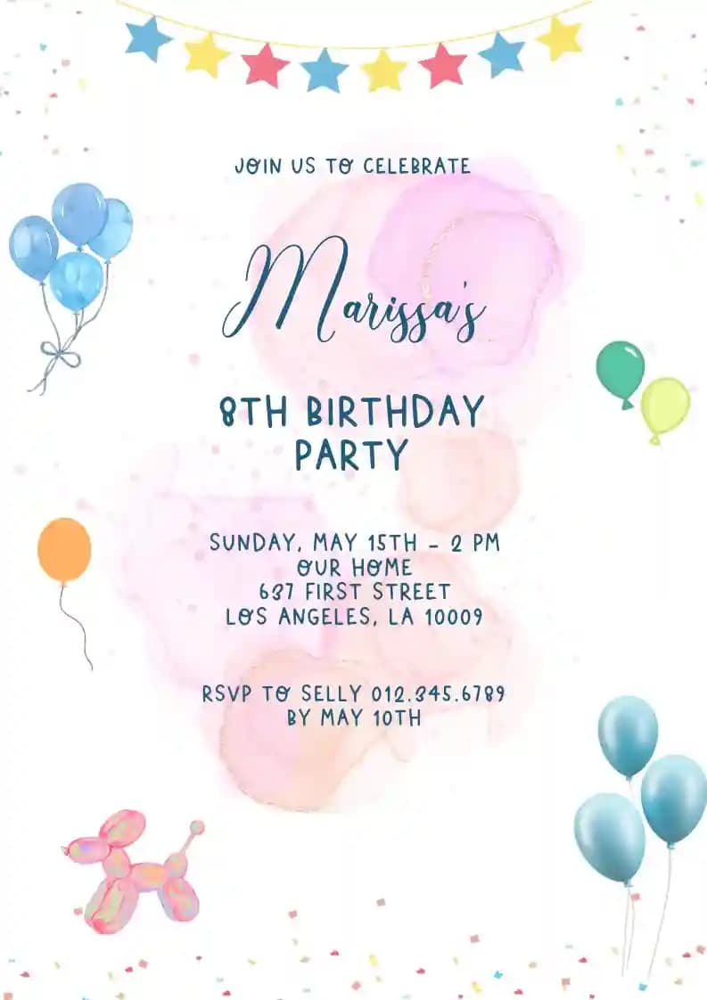 Invitations D'anniversaire Pour Enfants - Coups De Pinceau Pastel