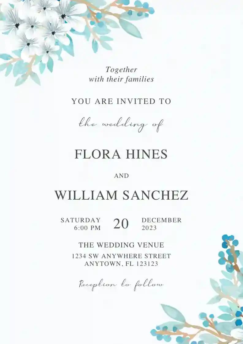 Wedding Invitations - Blue Flower