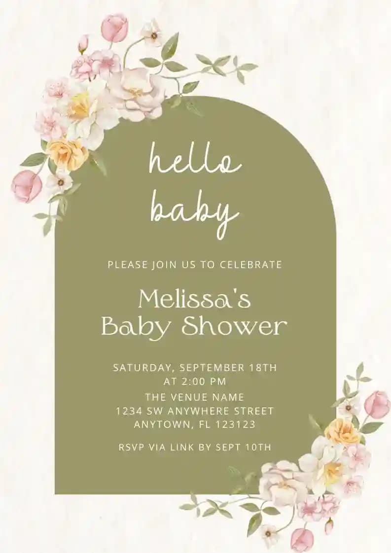 Baby Shower Invitations - Soft Flower Arch