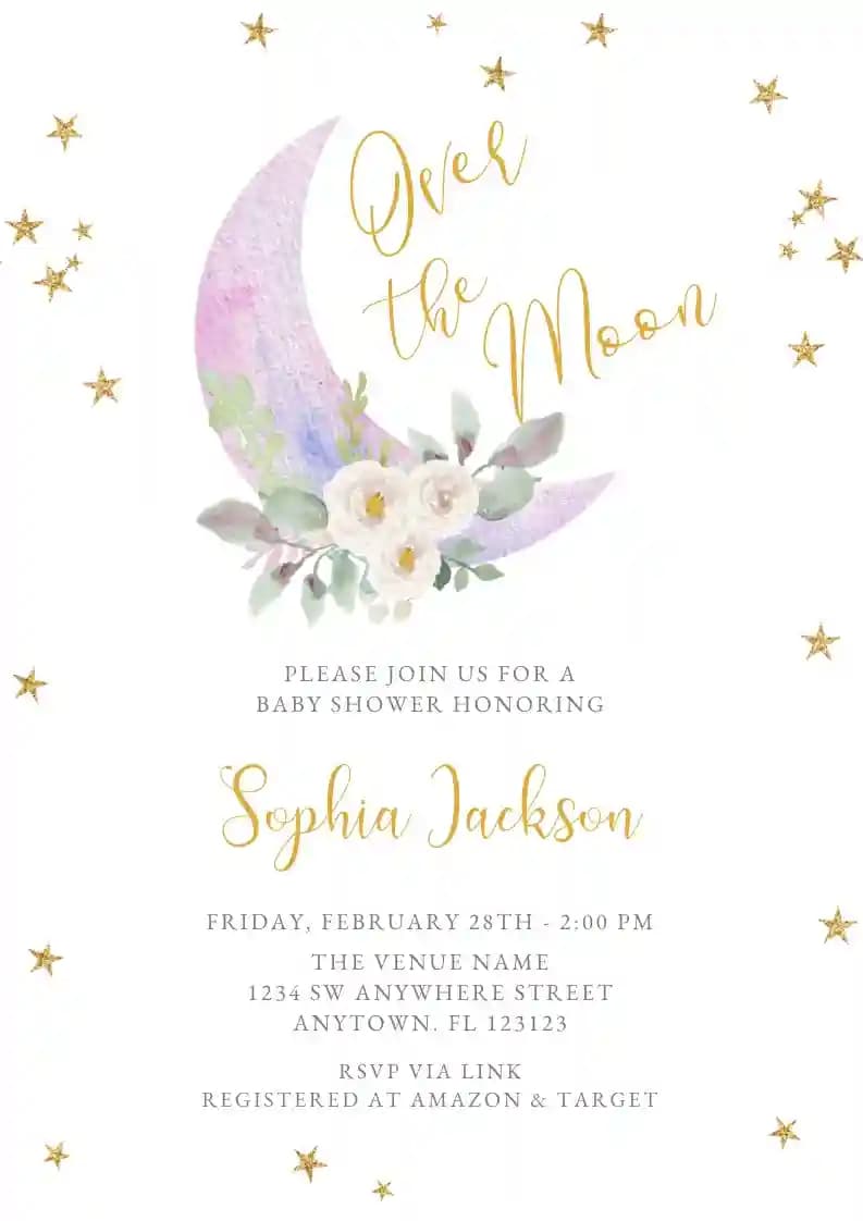 Baby Shower Invitations - Whimsical Moon