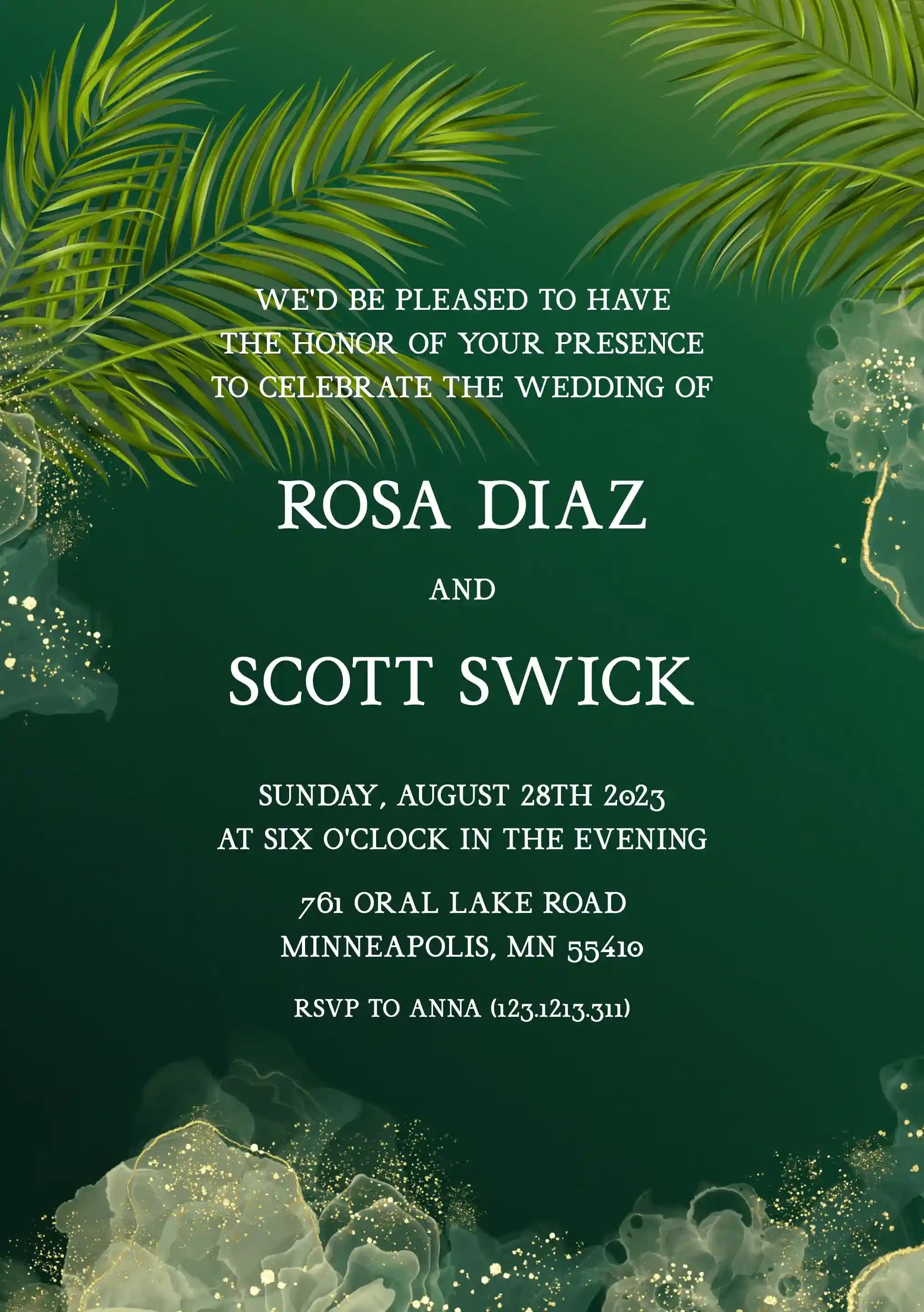 Wedding Invitations - Green Leaf