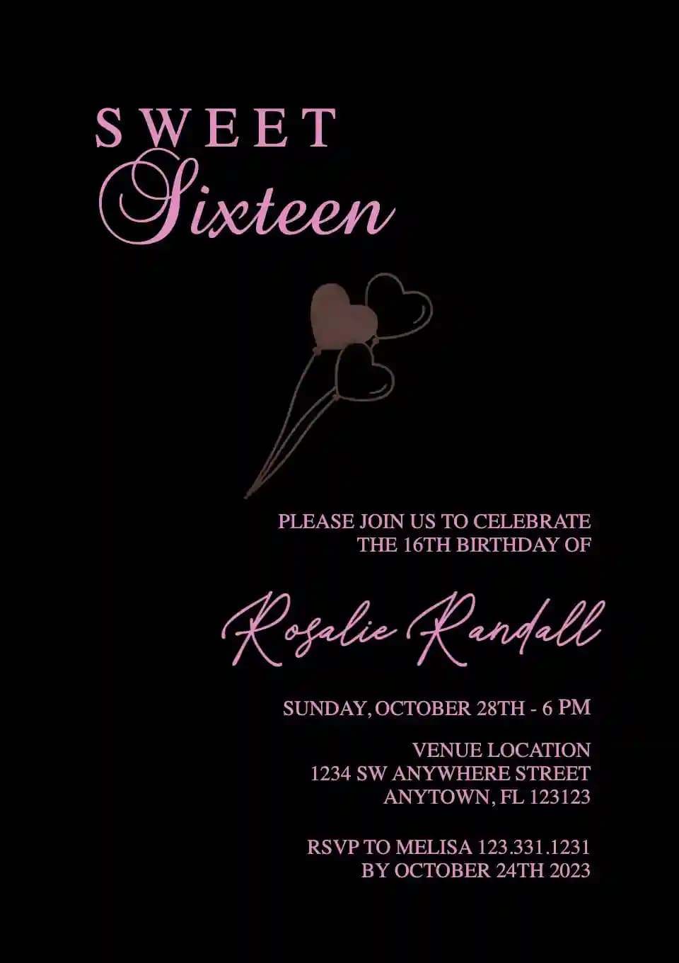Teens Birthday Invitations - Simple Sweet Sixteen