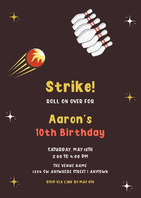 Undangan Ulang Tahun Anak-anak - pukulan bowling