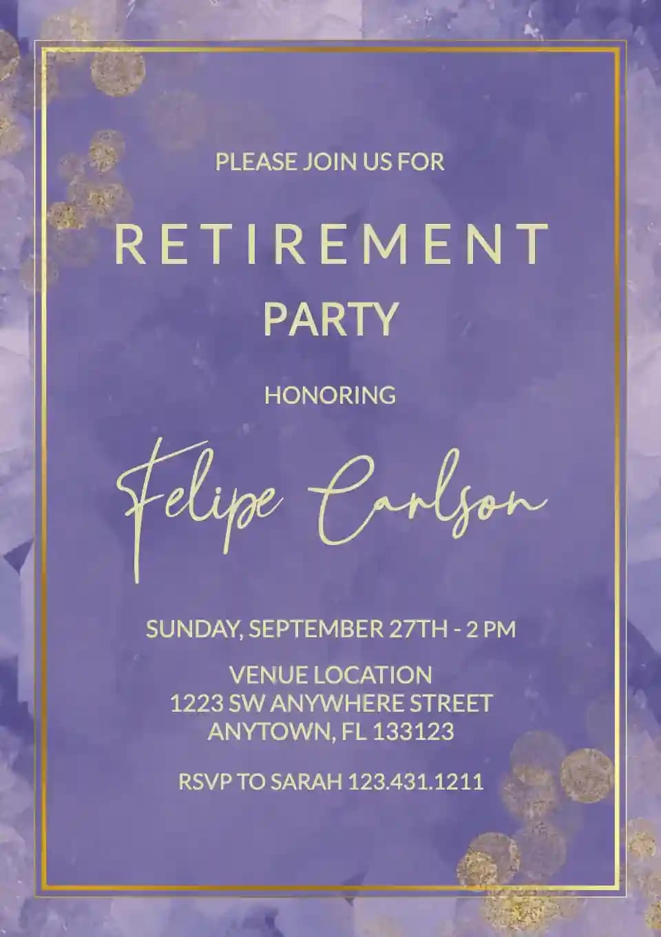 Retirement & Farewell Invitations - Purple Brush